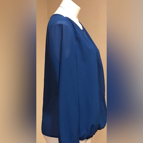 Mossimo Blue Draped Blouse Gold Zipper In Back Size M/M 100% polyester - Picture 3 of 9